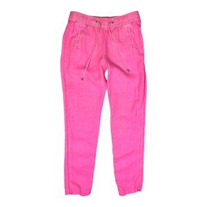 Lilly Pulitzer Size XS Taron Mid-Rise Linen Pant Bright Pink